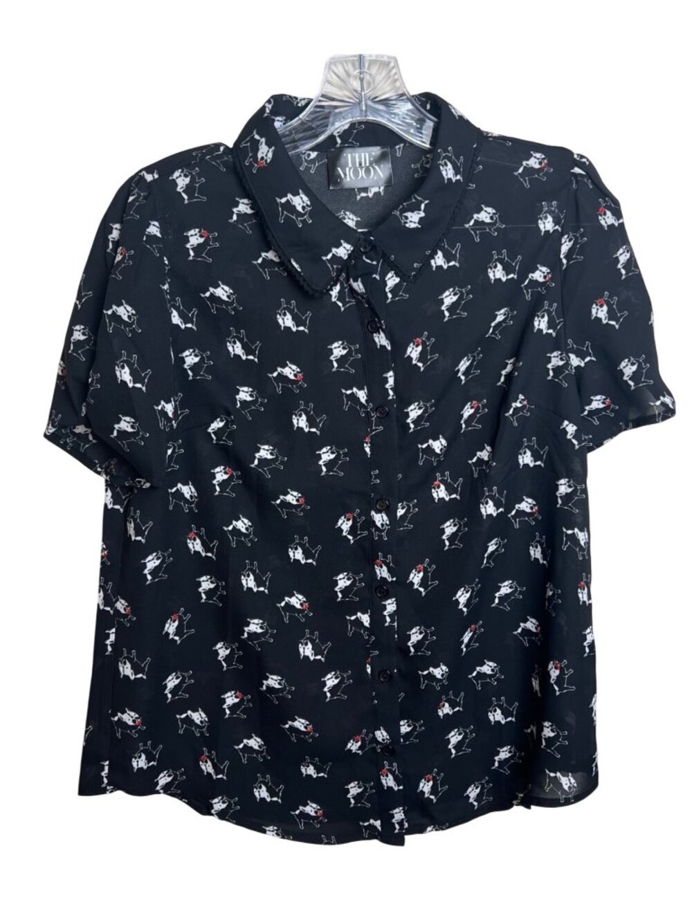 The Moon French Bulldog Sheer Blouse